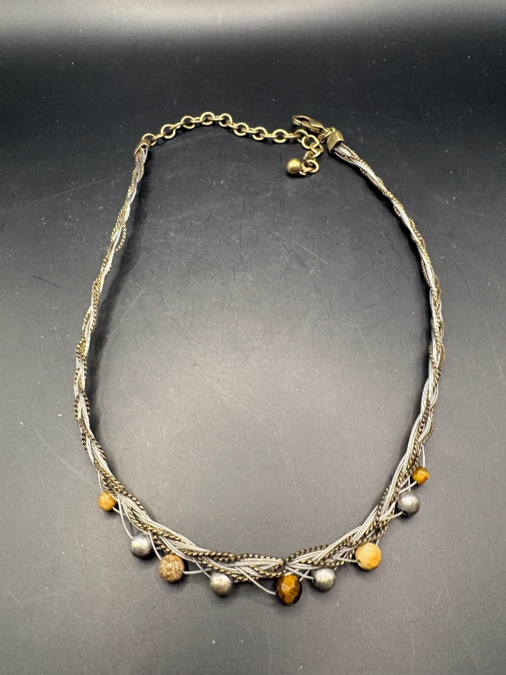 Chico's Beaded Wire Chain Collar Necklace